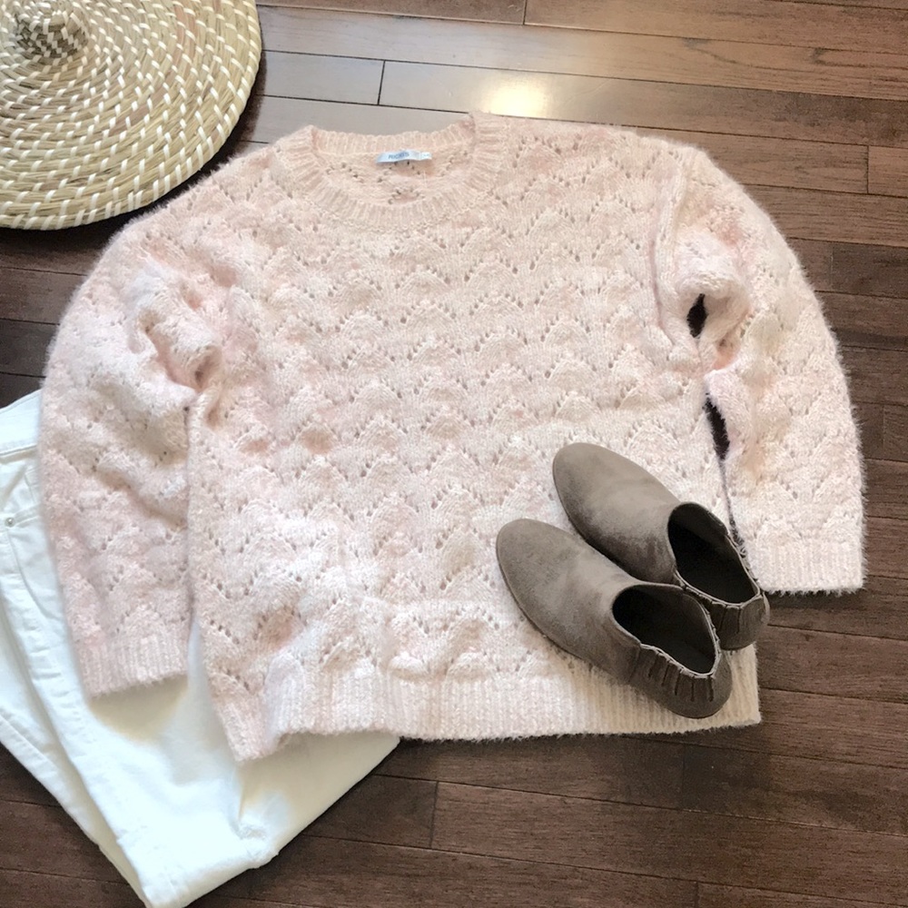 Chenille Pointelle Sweater Pink Sz M/L/XL
